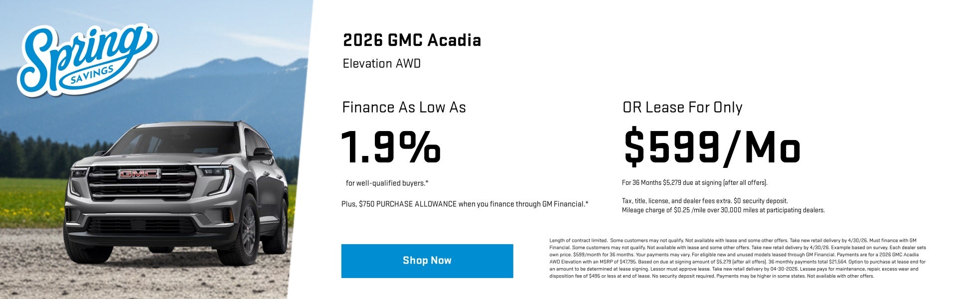 GMC Acadia Special Offer